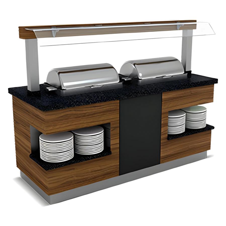 Sümela chafing dish uyumlu nefeslikli sıcak servis ünitesi, granit tablalı