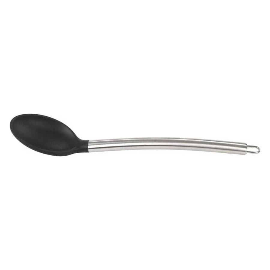 Epinox SSK siyah silikon kaşık, 34 cm paslanmaz çelik saplı karıştırma kaşığı