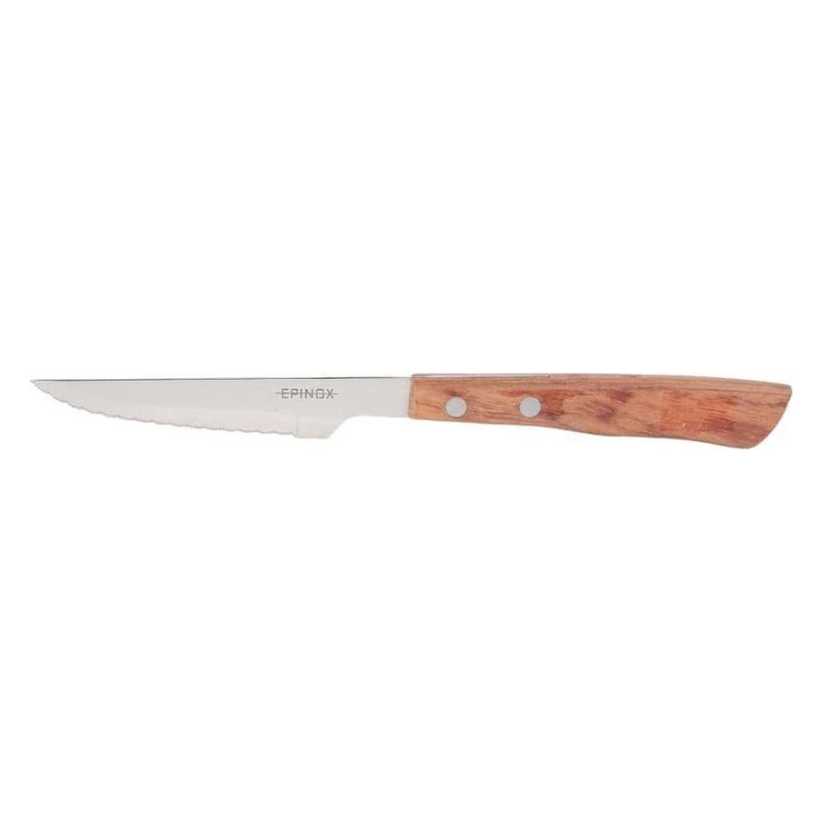 Epinox ahşap saplı steak bıçağı YN-STK2, et kesmeye uygun çelik ağız