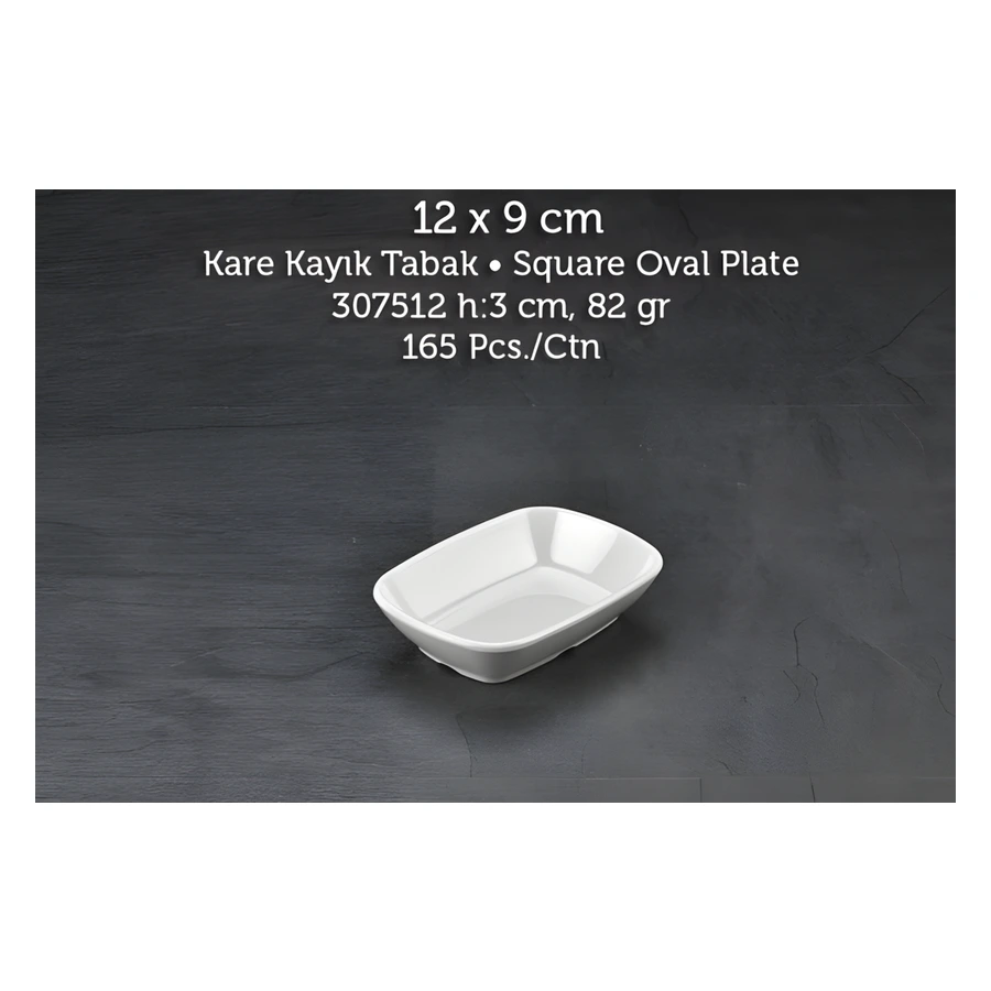 Tuva Therm International 307512 melamin kare kayık tabak, 12x9 cm