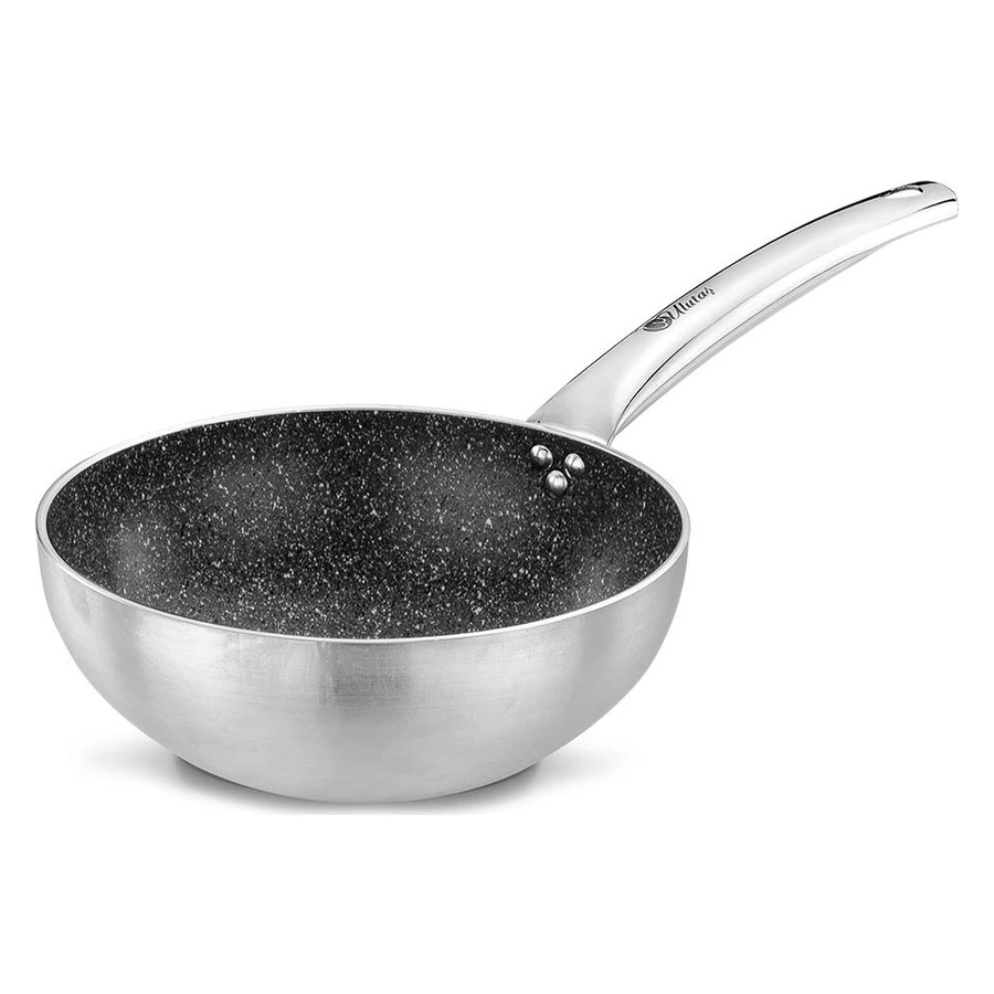 Ulutaş iç granit kaplamalı Elit wok tava, koyu iç yüzey