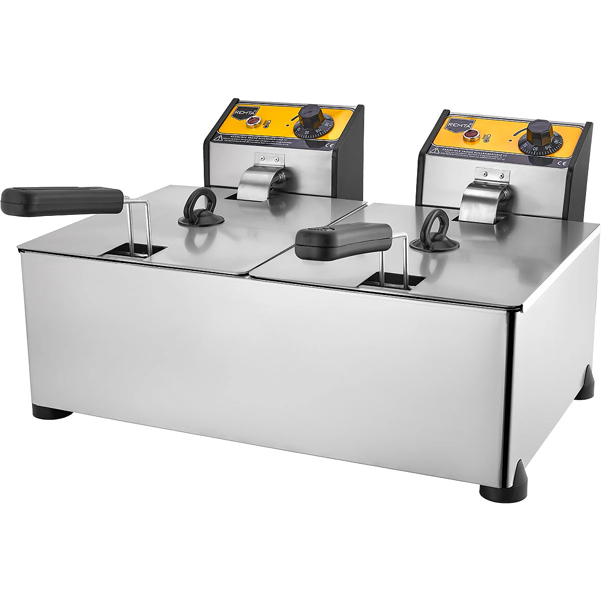Remta R93 5+5 litre çiftli elektrikli fritöz, iki çelik hazne ve tutacaklı sepetler - Görsel 2