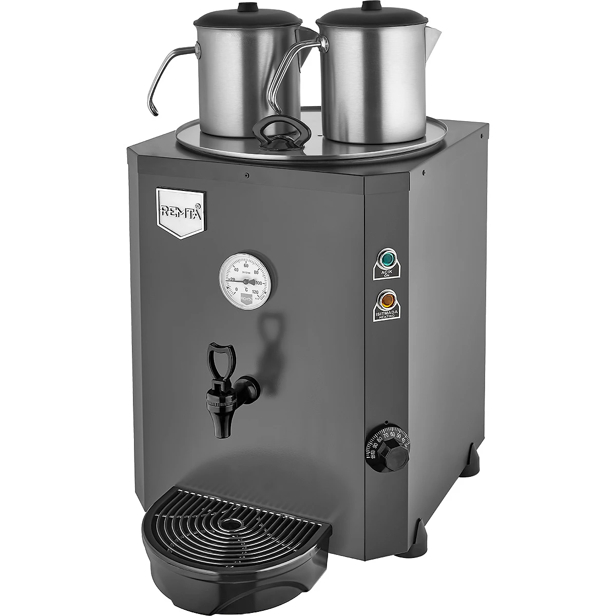 Remta DE11 Jumbo kırmızı 2 demlikli 23 litre çay makinesi, paslanmaz demlikler ve musluk - Görsel 3